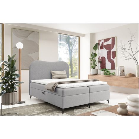 Boxspringbett Schlafzimmerbett BLAIR PREMIUM 120x200cm Stoff Now or Never Grau