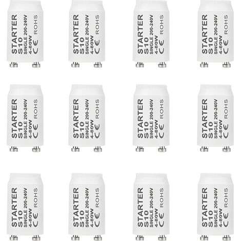 [NIE BENUTZT]12 Stück Neon-Starter, S10-Starter für Leuchtstoffröhren, 4–80 W LED-Starter, 200–240 V Starter für Leuchtstoffröhren, für Leuchtstoffröhrenlampen, LED-Röhre (1/5)