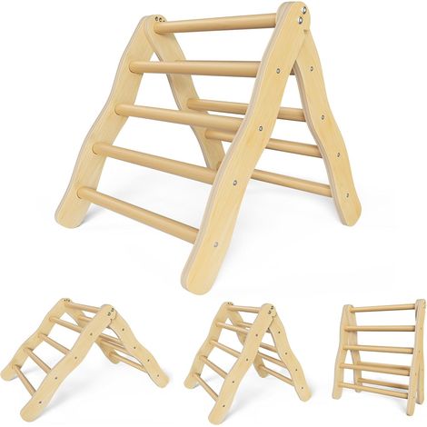 Triangle d'escalade en Bois de 3+ Ans, Parcours Motricité Enfant avec 3 Niveaux Réglables, Triangle Pliable Charge Max 50 Kg, Aire de Jeux Exterieur Enfant (1/5)