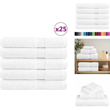 Premium-Handtücher SOLUND 25 Stk. Weiß 100x200 cm 600 g/m² - Baumwolle - Weiße Handtücher - Badezimmertextilien - Küchenhandtücher - Strandtücher (1/5)