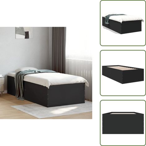 Bettgestell Schwarz 100x200 cm Holzwerkstoff - Holzbettfassungen - Bettrahmen Schwarz - Doppelbett Gestell - Bettkasten Ohne Matratze - Modernes Bett (1/5)