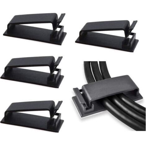 Gestión de cables, 50 clips adhesivos para cables para organizador de cables eléctricos para cables Ethernet y sistema de gestión de cables para TV, PC (1/5)