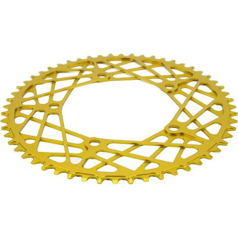 Plateau vélo 56 dents aluminium léger, résistant à l'usure, pour montage VTT et BMX - Jaune (1/5)