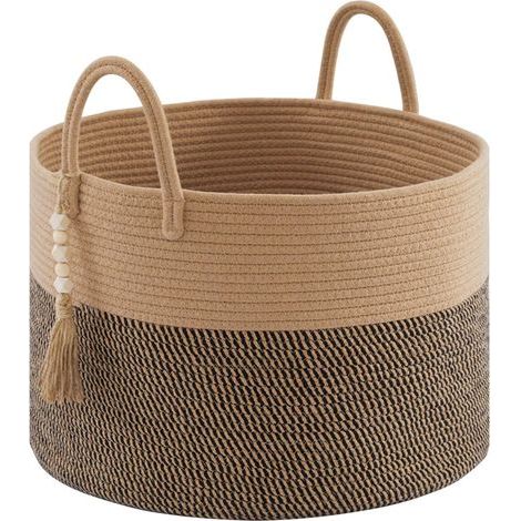 Panier à linge décoratif en bois perlé (1/5)