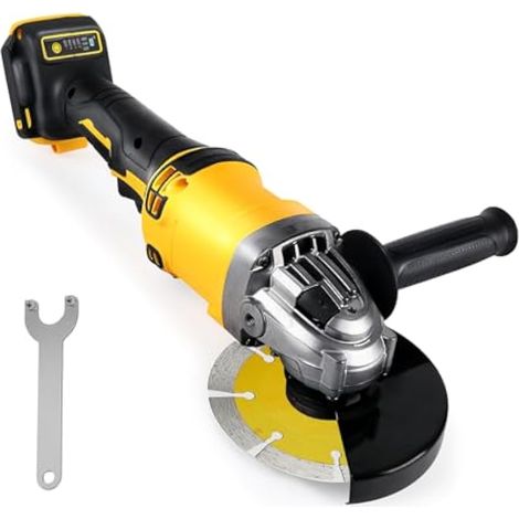 Meuleuse d'angle sans fil pour Dewalt 18 V 20 V, 125 mm, 10 000 tr/min, outil de coupe électrique sans fil, moteur sans balais pour bois, plastique, métal, meulage, polissage (pas de batterie) (1/5)