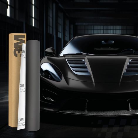 3M Film de wrapping de voiture auto-adhésif - 30 x 152 cm - Film de protection de peinture 3D - Avec canaux d'air - Pour voiture, moto et bateau (DM12 Dead Mat Noir) (1/5)