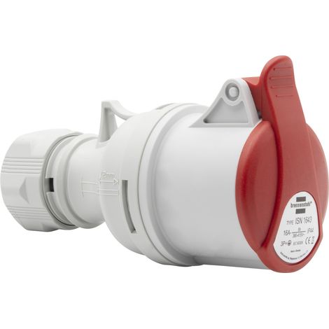 Prise électrique CEE à 4 pôles pour usage extérieur, prise industrielle CEE 400 V/16 A avec couvercle, technologie connexion vissable, utilisation en chantier, camping, IP44, 16 A (1/5)