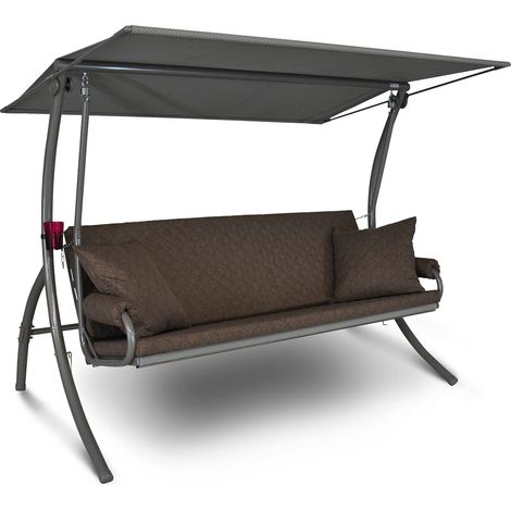 Angerer Freizeitmöbel GmbH Dondolo Elegance Joy – Dondolo da Giardino Made in Germany – Altalena per sedersi, sdraiarsi e Rilassarsi, con Funzione Letto – Montaggio Semplice (Tortora) (1/5)