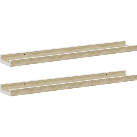 Maison Exclusive - Wandregale 2 Stk. Weiß und Sonoma-Eiche 60x9x3