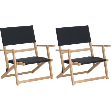 Lot de 2 chaises de camping en bambou HWC-Q42, chaise de jardin, chaise de balcon, chaise de loisirs