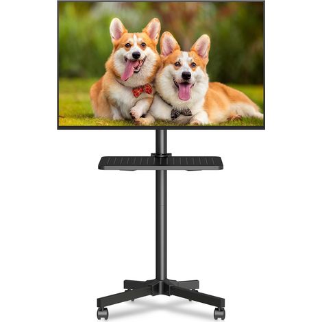 Montage au Sol Support TV sur Pied pour 21-60 Pouces, Chariot TV avec étagère pour Ecran de Plasma/LCD/LED jusqu'à 35 kg, VESA Max 400x400 mm (1/5)