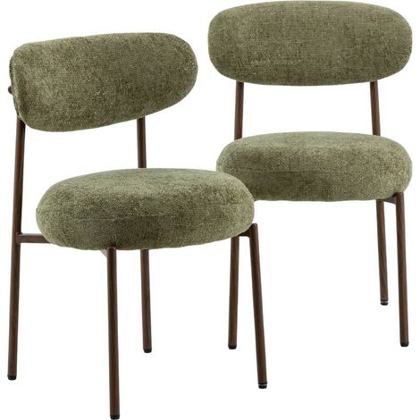 Chaise en tissu vert et métal effet bois Kanoa (lot de 2) (1/5)