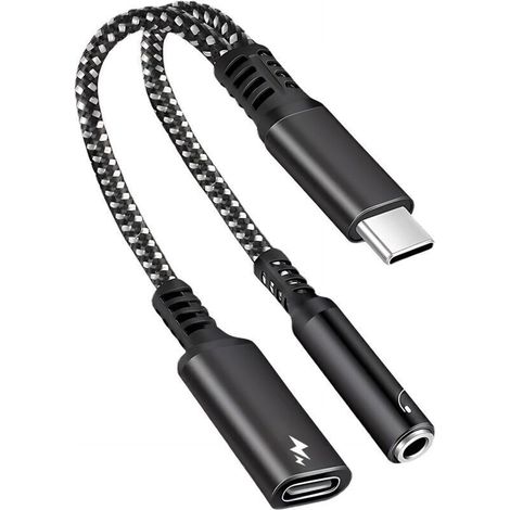 Adaptateur USB C vers Jack 3.5mm, Supporte Charge Rapide PD 60W et Audio HIFI, Prise Type C vers AUX Adattatore 2 en 1, Câble Audio Nylon pour iPhone 15 16 Pro Max, iPad Samsung S24 S23, Huawei, Pixel (1/5)