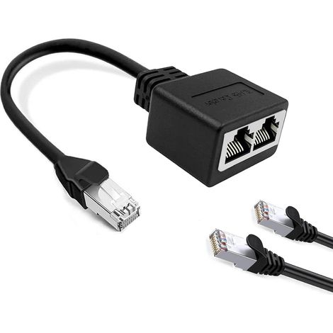 Adaptateur réseau Tuliyet 1 mâle à 2 femelles du diviseur Ethernet avec câble Ethernet
