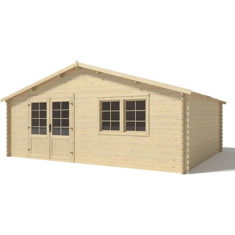 Casetta da giardino in legno - 30m2 - 6x5m - 40mm - colore: naturale - DOM748 (1/5)