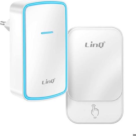 Sonnette sans fil pour la maison avec sonnerie intégrée, portée de 150 m et LED LinQ blanche (1/5)