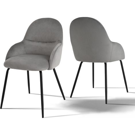 Goeurvant Chaises de salle à manger au style scandinave minimaliste, offrant un soutien dorsal optimal et une base en bois stable - Lot de 2 – Gris