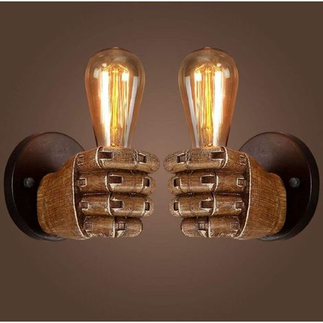 Applique Murale Poing Antique, Lampe Murale Industrielle Vintage E27 Edison Ampoule Base Pour Couloir Cuisine Chambre Restaurant café illuminé (Main gauche + main droite) (1/4)