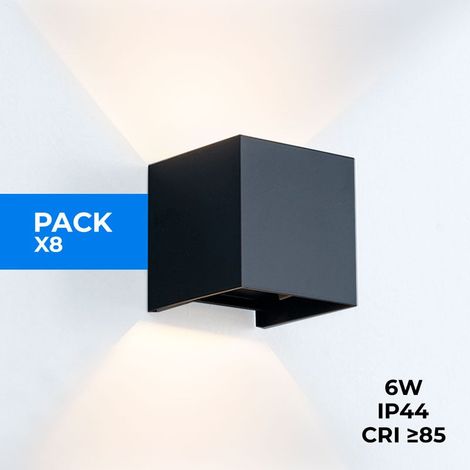 Packung mit 8 Wandlampen "KURTIN" 6W auf und ab dimmbares Licht
