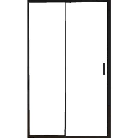 Porta Parete Doccia 140 cm 1 anta Scorrevoli con Profili Neri in Cristallo trasparente 6mm H195 Bonussi Sole