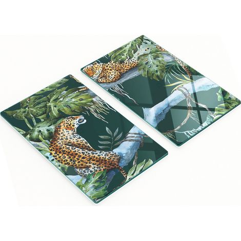 Tablas decorativas de cristal con estampado de leopardo para servir aperitivos, 2 x 30 x 52 cm