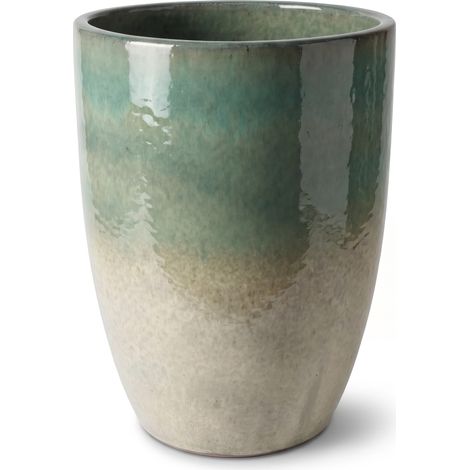 Pot grande taille d'extérieur MAZARIN 57x70cm brume d'été, fait main en terre cuite émaillée, résistant au gel (1/2)