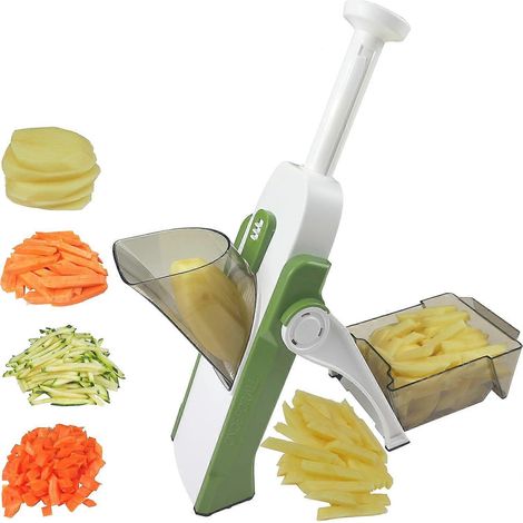 Mandoline coupe-légumes la plus sûre : modes de coupe et épaisseurs pour trancher, couper en dés, hacher, émincer et frire les légumes, conception anti-blessure (1/5)