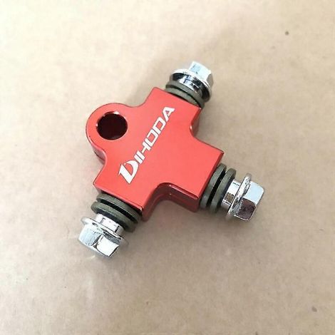 Raccord en T à trois voies pour flexible de frein hydraulique de moto, usiné CNC, pour modification de tube et adaptateur de support - Orange