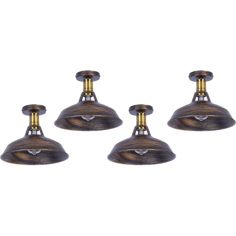 Lámpara de techo rústica iluminación industrial colgante de metal lámpara de techo de granja para pasillo escalera vestíbulo cocina porche entrada, E27, Bronce, 4 Pieza
