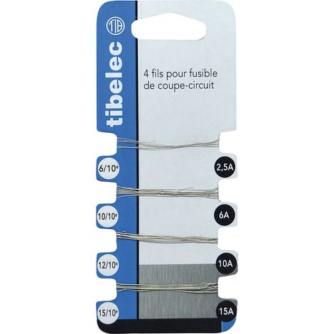 Tibelec – Assortiment de 4 fils en cuivre-étain pour coupe-circuit 2,5/6/10/15A – Tension 250V – Pour installations électriques professionnelles (1/4)