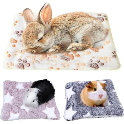 Tapis Pour Lapin - Polaire Corail Et Laine D'agneau - Pour Lapins Cochons D'inde Souris Et Ecureuils - 3 Pièces 2 Tailles