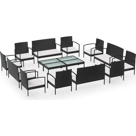 Maison Exclusive - Set Divani da Giardino 16 pz con Cuscini in Polyrattan Nero (1/5)
