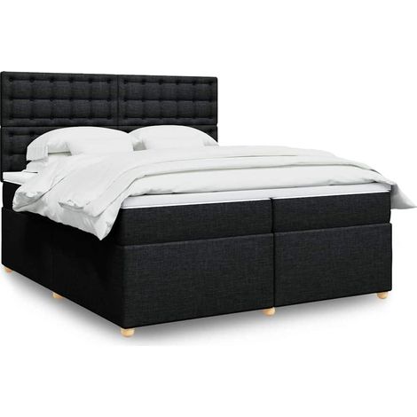 vidaXL Sommier à lattes de lit avec matelas Noir 200x200 cm Tissu (1/5)