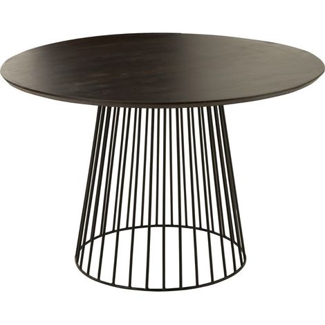 Table ronde en bois de manguier et métal Noir 120x120 cm (1/5)