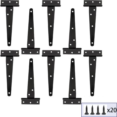 10 Stück 6-Zoll-T-Scharniere, robuste T-Scharniere für Türen, Fenster und Zäune, mit 80 Schrauben (1/5)
