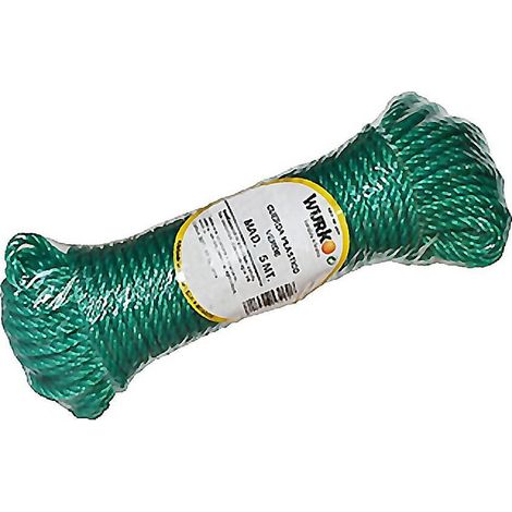 WURKO cuerda plastico verde 5mt , Cuerda de plástico de 4 mmComposición: Monofilamento de polietileno torcido 4 cabosMadeja de 5 metrosColor VerdeIndicado para tend