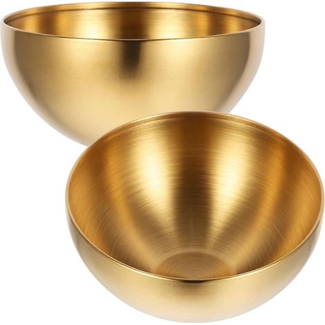 Lot de 2 bols à riz/nouilles monocouches en acier inoxydable, récipients à salade pratiques (1/5)