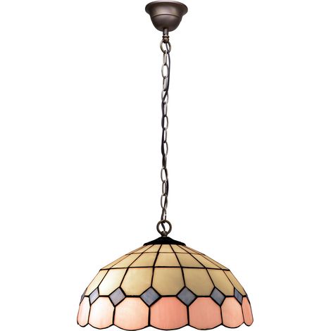 Lampe à suspension avec chaîne et abat-jour Tiffany diamètre 40 cm Série Rose