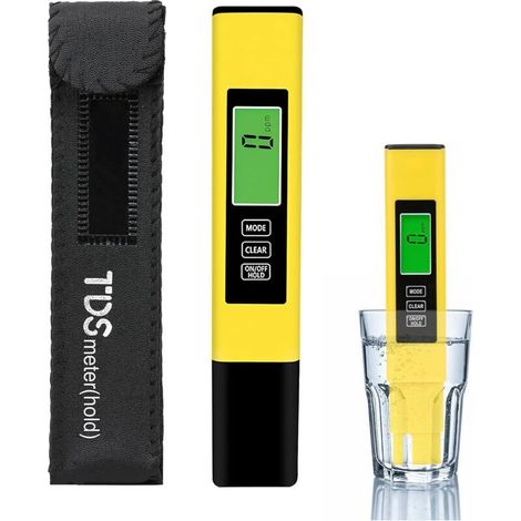 Meter, 3 en 1 Testeur Eau Potable Numérique EC TDS Température avec Ecran LCD Test Dureté de l'eau Electronique 0-9999ppm Moniteur de Qualité d'eau pour Aquarium Piscine Hydroponie, Orange (1/5)