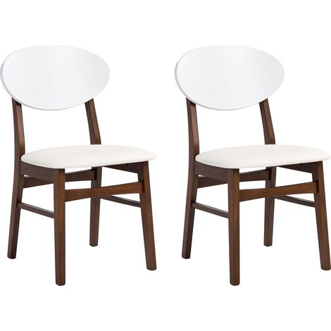 Set di 2 sedie da pranzo con seduta in ecopelle bianco sporco e struttura marrone Amery