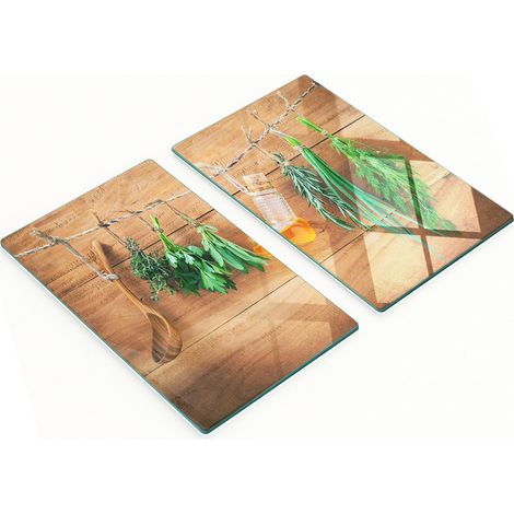 Stilvolle und robuste Glasplatten mit Kräutermuster, 2 x 30 x 52 cm (1/5)