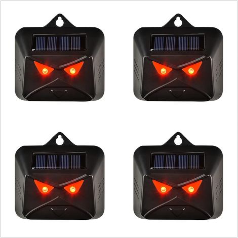 Lot de 4 répulsifs solaires pour animaux nocturnes, imperméables, pour jardin, cour, ferme, verger, prédateurs pour mouffettes, cerfs, coyote, renard, oiseau (1/5)