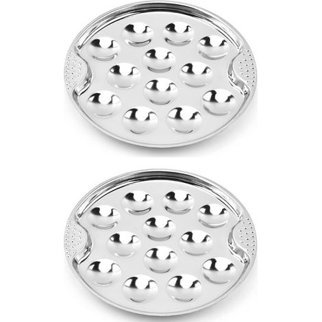 Lot de 2 Assiettes Escargot, Acier Inoxydable, 12 Trous, Design Oreilles, Cuisson Four