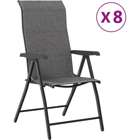 Maison Exclusive - Gartenstühle 8 Stk. Klappbar Grau Poly Rattan