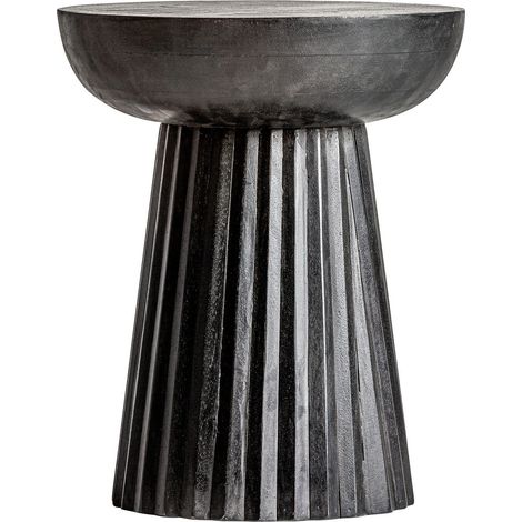 Table d'appoint ronde manguier massif noir Lial D 38 cm (1/5)