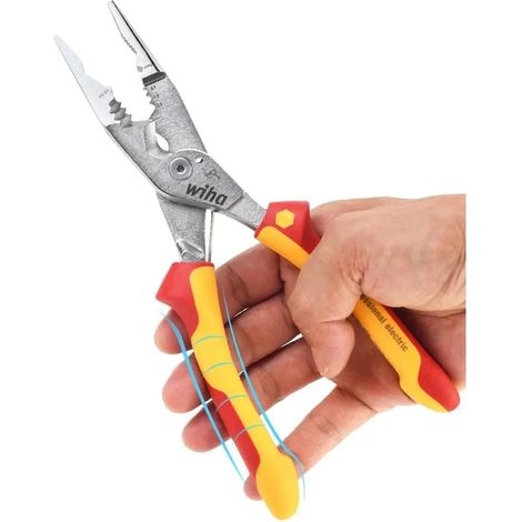 Pince 8 en 1 isolé multifonction électricien I Sertir, dénuder, couper, saisir, ébavurer, plier, visser, couper les vis (45705) (1/4)
