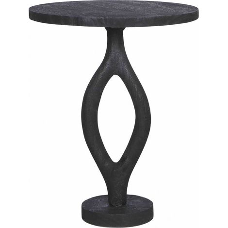 Table d'appoint noire en bois de manguier style contemporain - noir bois de manguier (1/3)