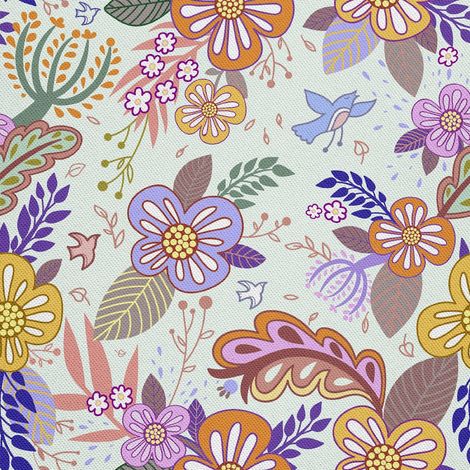 Tissu d'extérieur décoratif Oxford - motif de fleurs dessinées à la main I DX436 (1/5)