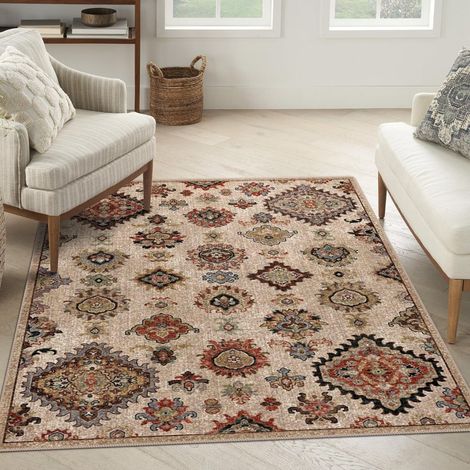 Tapis fin moderne 80x120cm motif ethnique lavable en machine dessous antidérapant parfait pour le salon (1/4)