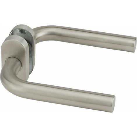 Paire de béquilles pour porte – Carré 7mm – Rosace ovale – Inox 304 – Épaisseur jusqu'à 45mm – Installation facile avec vis fournies (1/3)